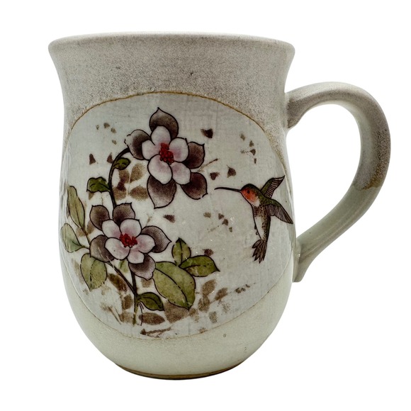 Otagiri Style Other - Vintage Otagiri Style Stoneware Mug Hummingbird Floral Cream Hand Painted Boho